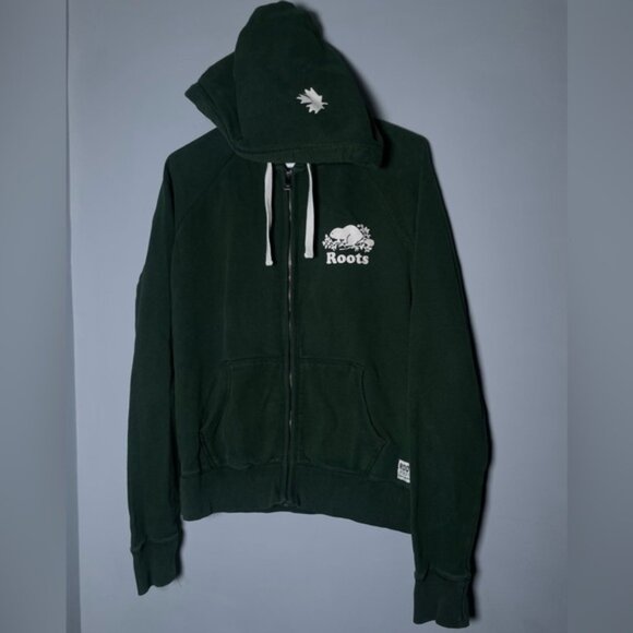 Roots Medium Zip Up Sweatshirt Green Minimalist Neutral Cottagecore Sweater Tops - Picture 1 of 9